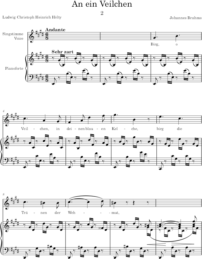 Fünf Lieder, Op.49 (Lieder) - Brahms — first page preview
