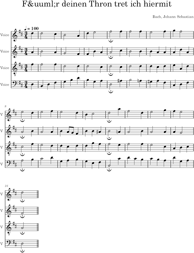 Für deinen Thron tret ich hiermit, BWV 327 - Bach — first page preview