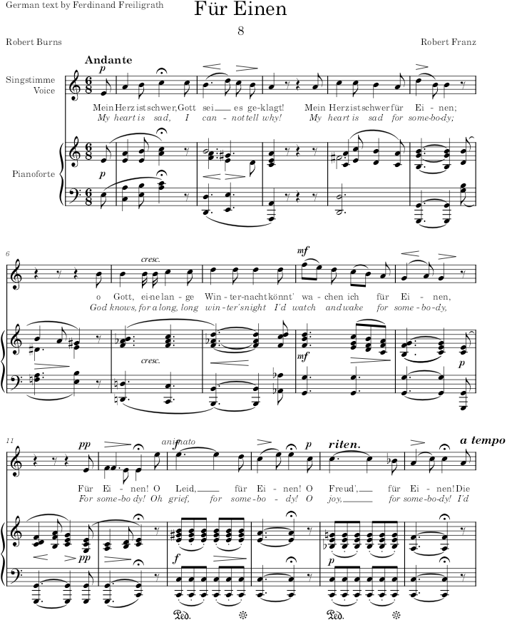 Für Einen (12 Gesänge, Op.1) - Franz — first page preview