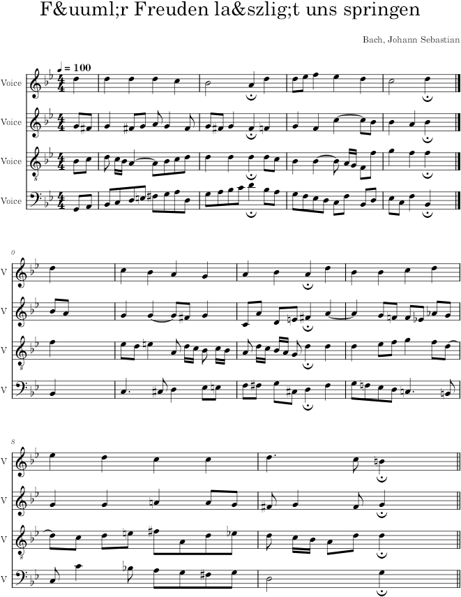 Für Freuden laßt uns springen, BWV 313 - Bach — first page preview