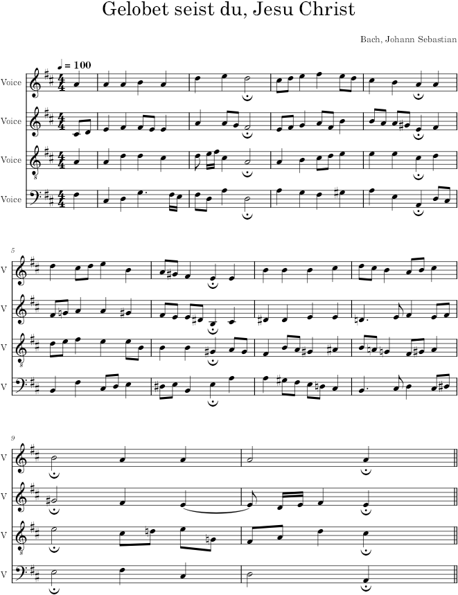 Gelobet seist du, Jesu Christ, BWV 314 - Bach — first page preview