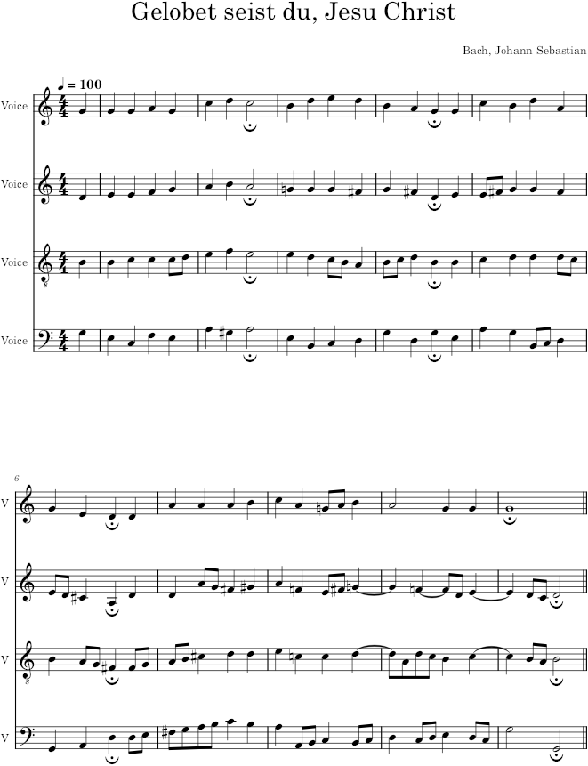 Gelobet seist du, Jesu Christ, BWV 64/2 - Bach — first page preview