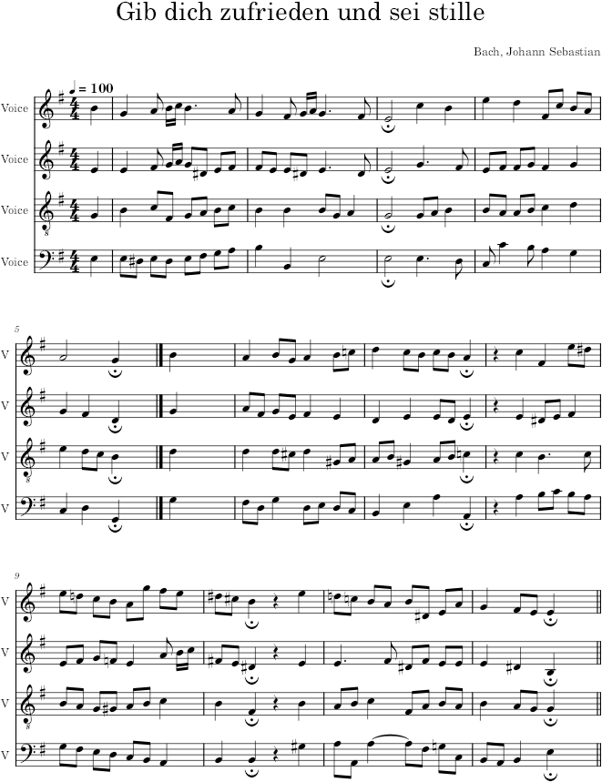 Gib dich zufrieden und sei stille, BWV 315 - Bach — first page preview