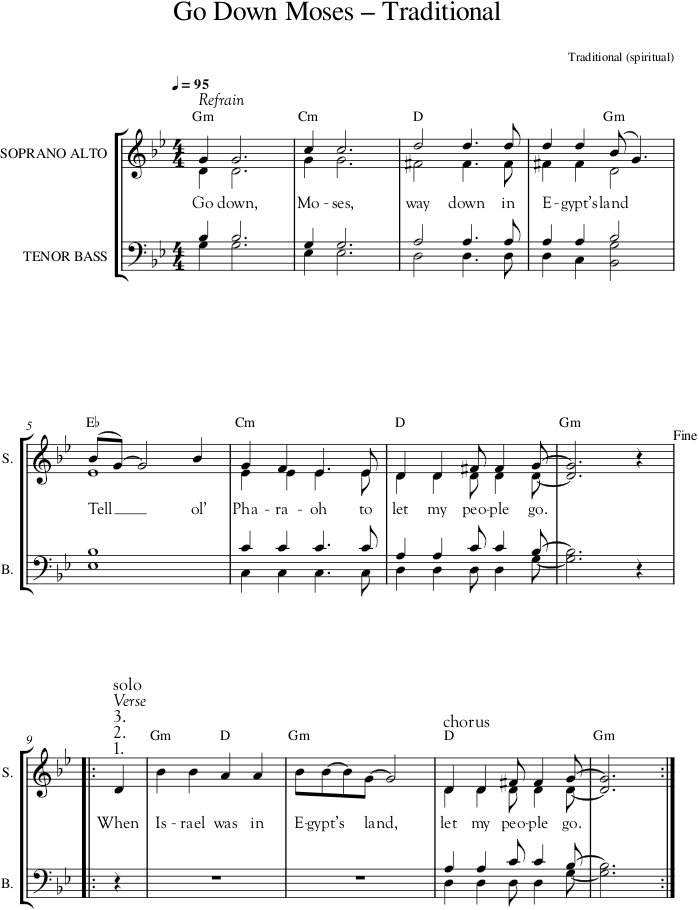 Go Down Moses – Traditional — first page preview
