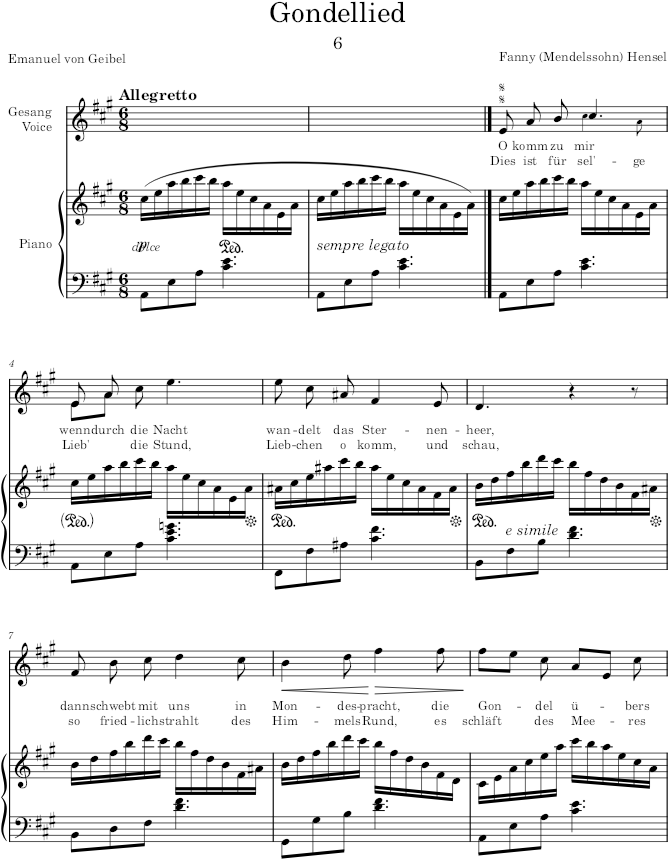 Gondellied (6 Lieder, Op.1) - Hensel — first page preview