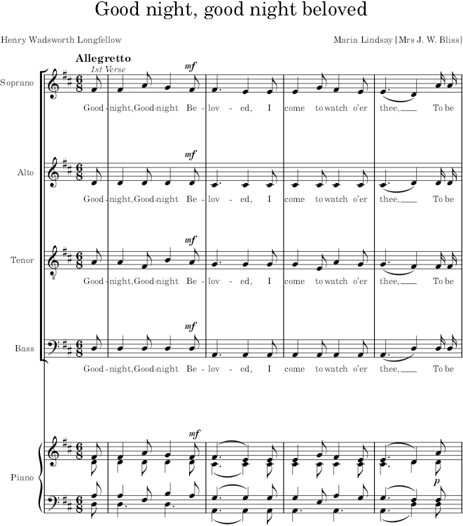 Good night, good night beloved - Lindsay — first page preview