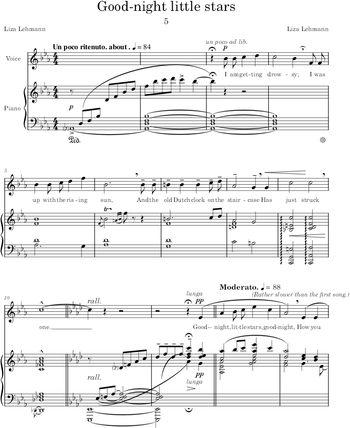 Good-night little stars (Songs of a Flapper) - Lehmann — first page preview