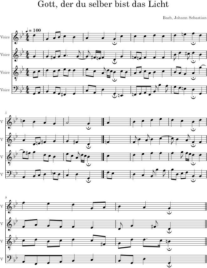 Gott, der du selber bist das Licht, BWV 316 - Bach — first page preview