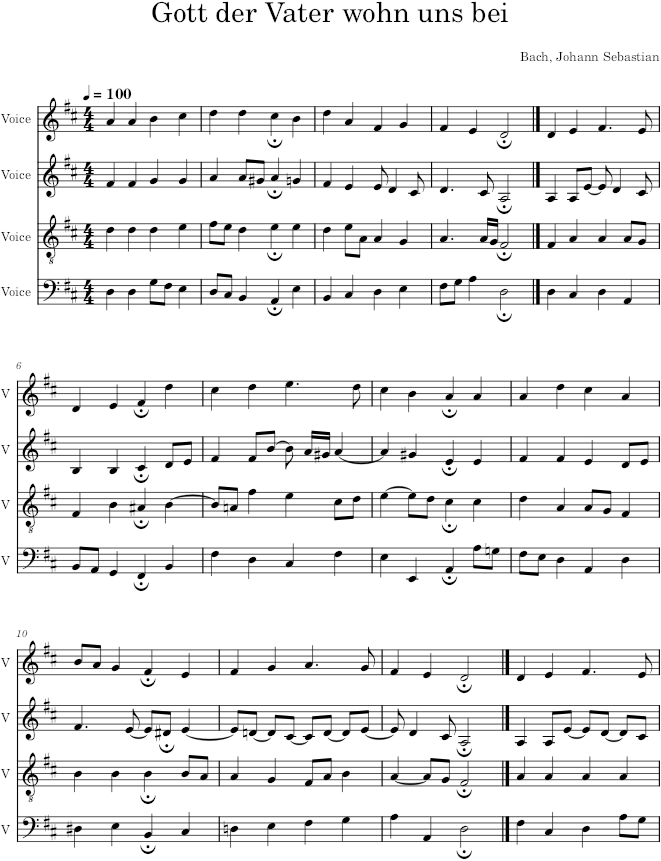 Gott der Vater wohn uns bei, BWV 317 - Bach — first page preview