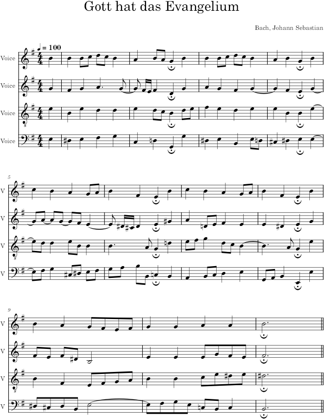 Gott hat das Evangelium, BWV 319 - Bach — first page preview