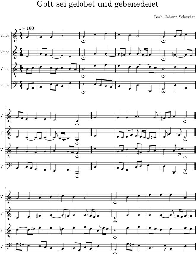 Gott sei gelobet und gebenedeiet, BWV 322 - Bach — first page preview