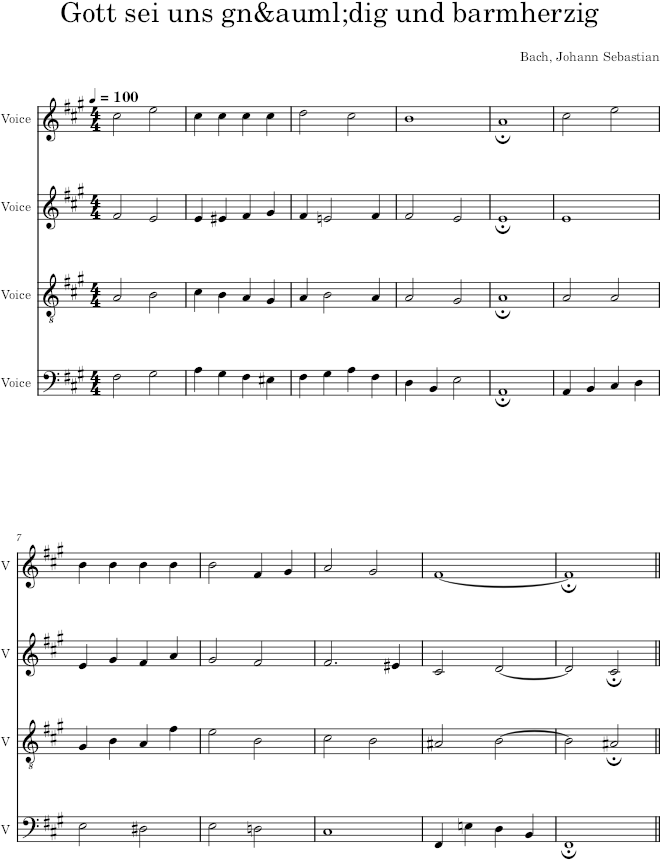 Gott sei uns gnädig und barmherzig, BWV 323 - Bach — first page preview