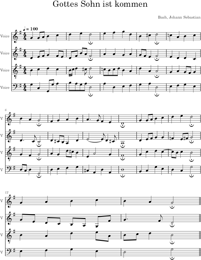 Gottes Sohn ist kommen, BWV 318 - Bach — first page preview
