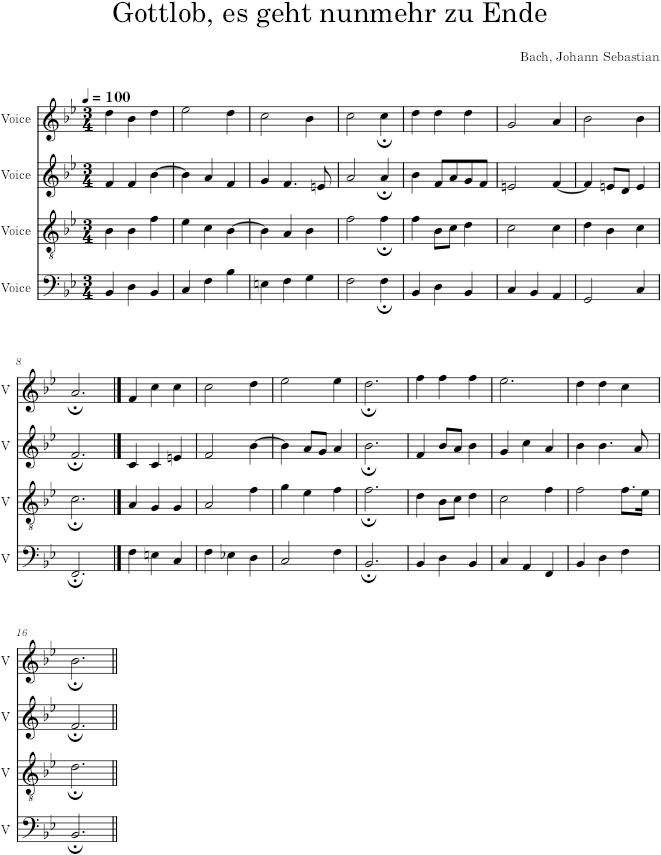 Gottlob, es geht nunmehr zu Ende, BWV 321 - Bach — first page preview