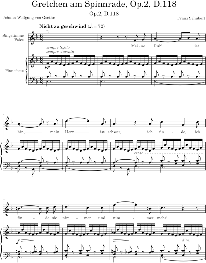 Gretchen am Spinnrade, Op.2, D.118 - Schubert — first page preview