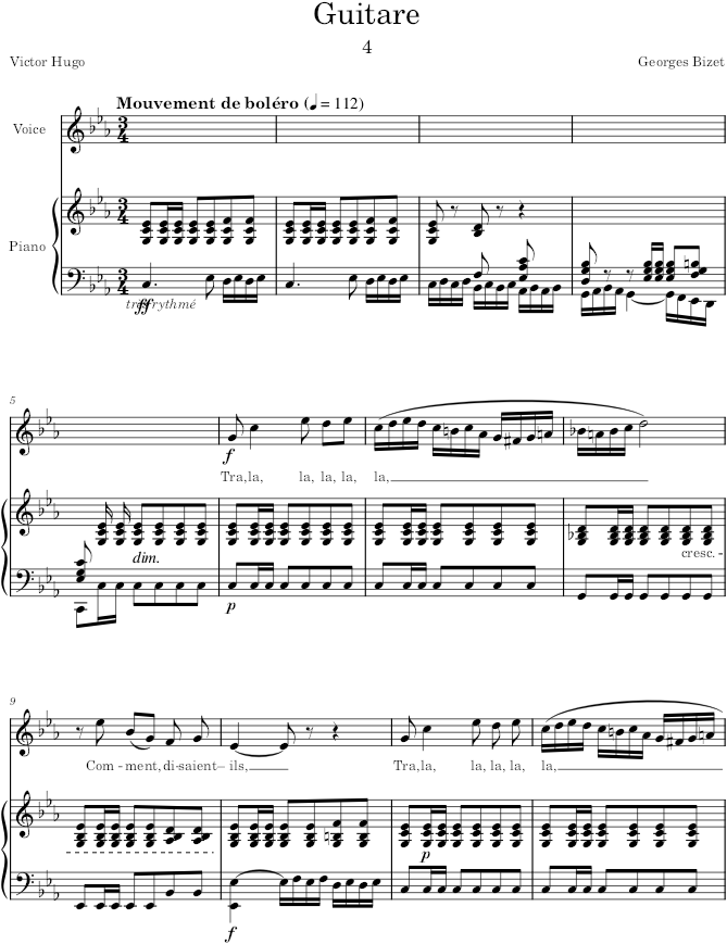 Guitare (Feuilles d’album) - Bizet — first page preview