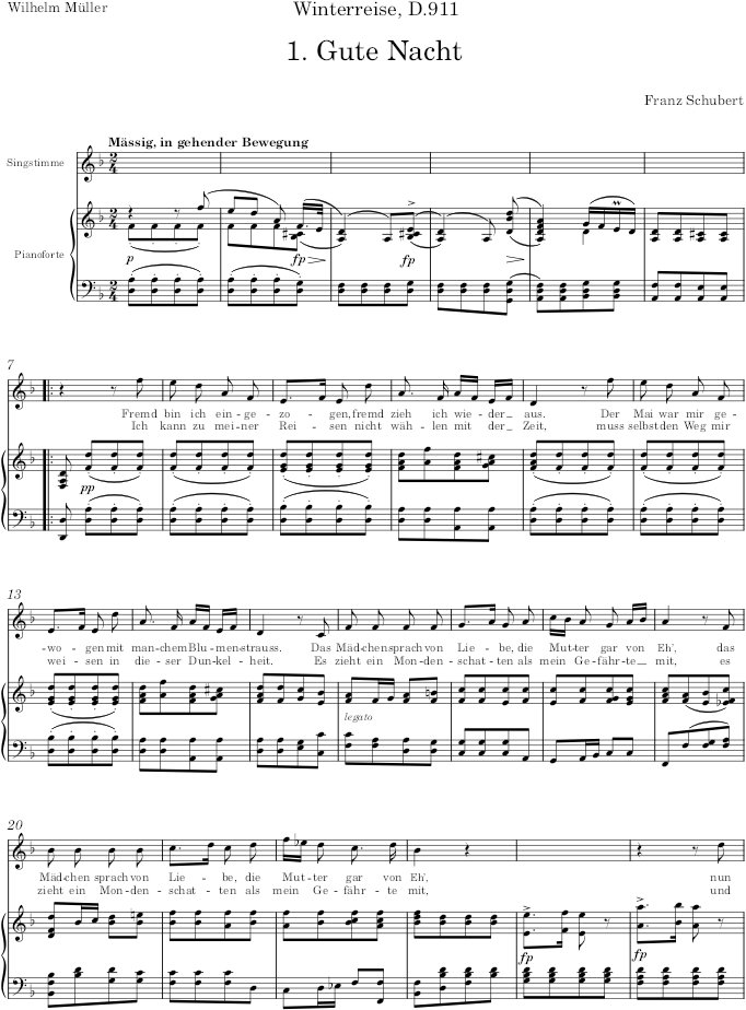 Gute Nacht (Winterreise) - Schubert — first page preview