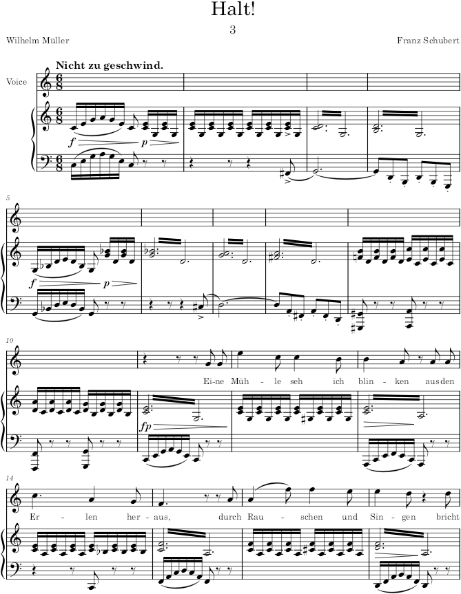 Halt! (Die schöne Müllerin, D.795) - Schubert — first page preview