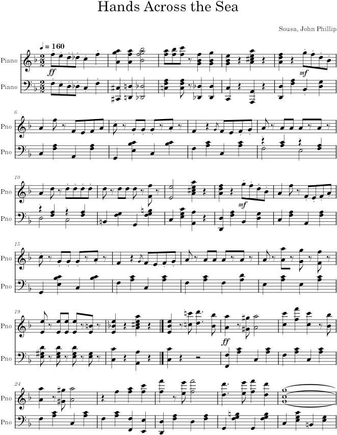 Hands Across the Sea - Sousa — first page preview