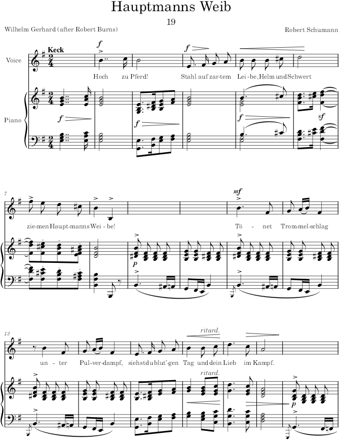 Hauptmanns Weib (Myrthen, Op.25) - Schumann — first page preview