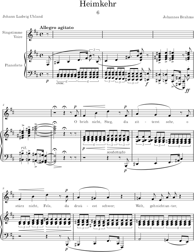 Heimkehr (6 Songs, Op.7) - Brahms — first page preview