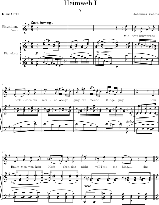 Heimweh I (9 Lieder und Gesänge, Op.63) - Brahms — first page preview