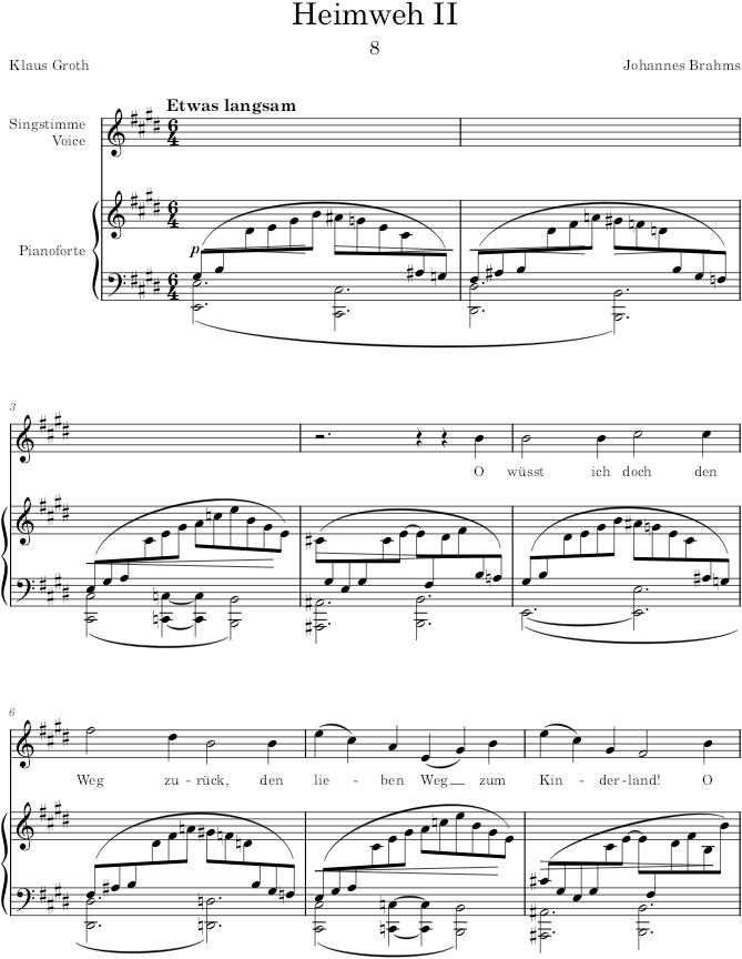 Heimweh II (9 Lieder und Gesänge, Op.63) - Brahms — first page preview
