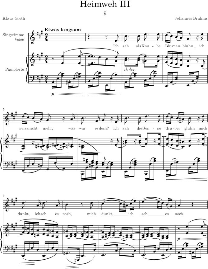 Heimweh III (9 Lieder und Gesänge, Op.63) - Brahms — first page preview