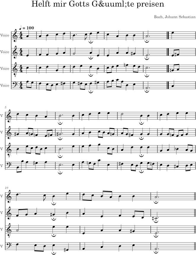 Helft mir Gotts Güte preisen, BWV 16/6 - Bach — first page preview