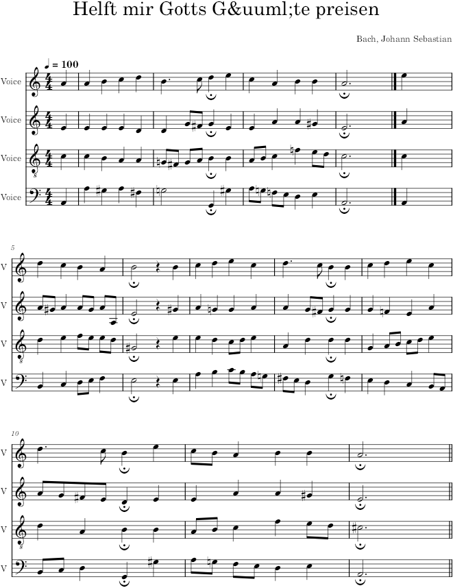 Helft mir Gotts Güte preisen, BWV 28/6 - Bach — first page preview