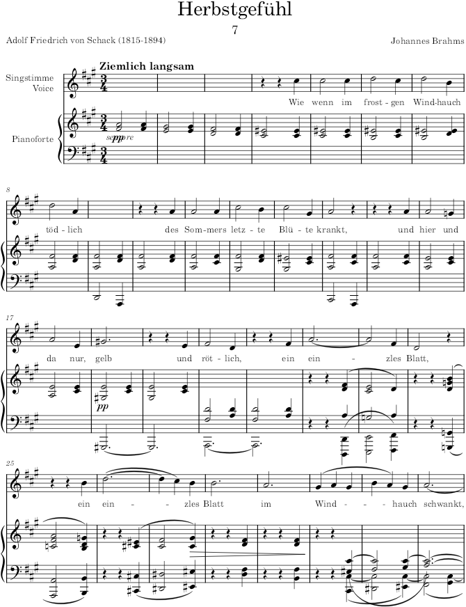 Herbstgefühl (7 Lieder, Op.48) - Brahms — first page preview