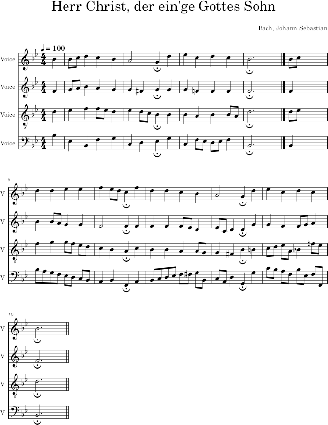Herr Christ, der ein'ge Gottes Sohn, BWV 164/6 - Bach — first page preview