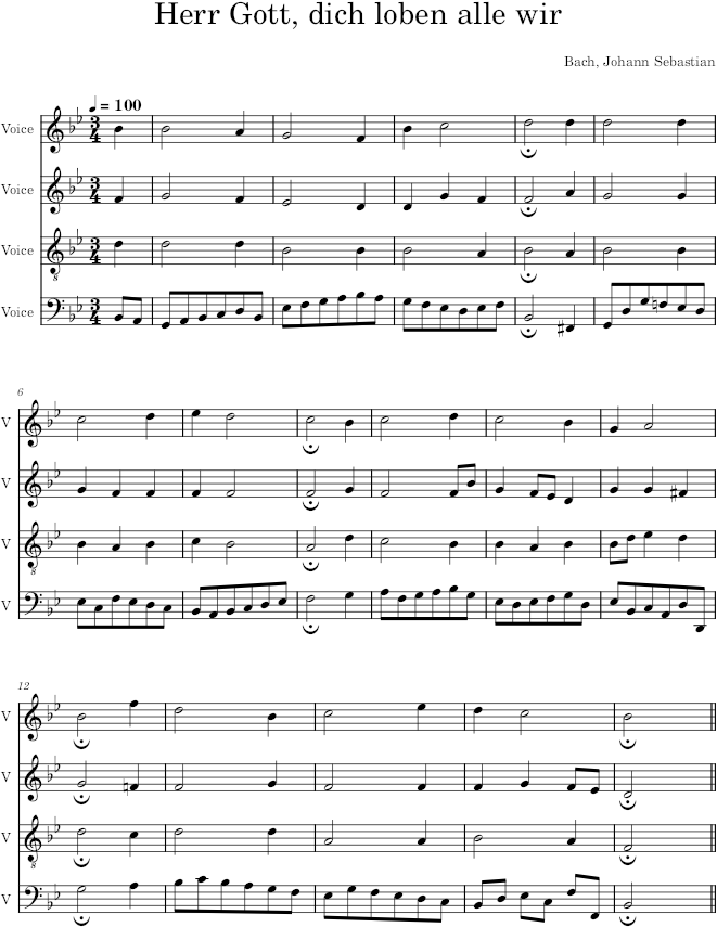 Herr Gott, dich loben alle wir, BWV 326 - Bach — first page preview