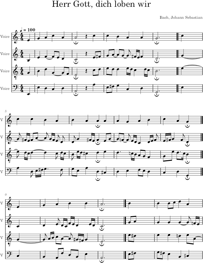 Herr Gott, dich loben wir, BWV 328 - Bach — first page preview