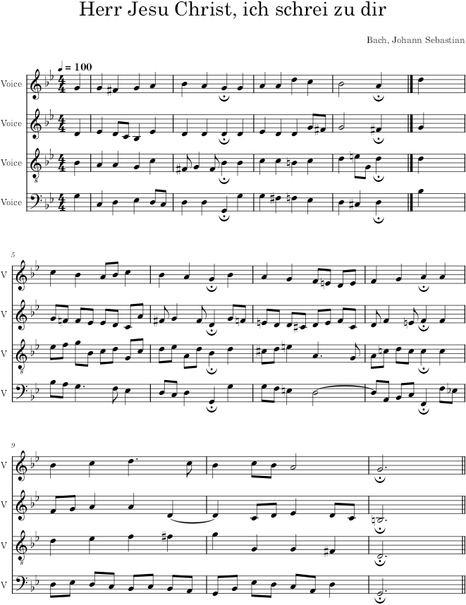 Herr Jesu Christ, ich schrei zu dir, BWV 334 - Bach — first page preview