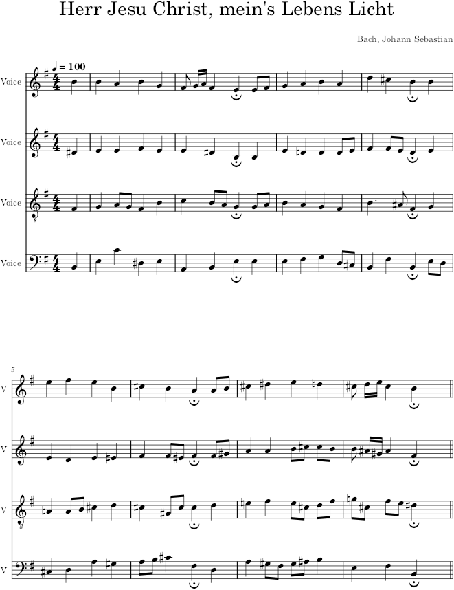 Herr Jesu Christ, mein's Lebens Licht, BWV 335 - Bach — first page preview