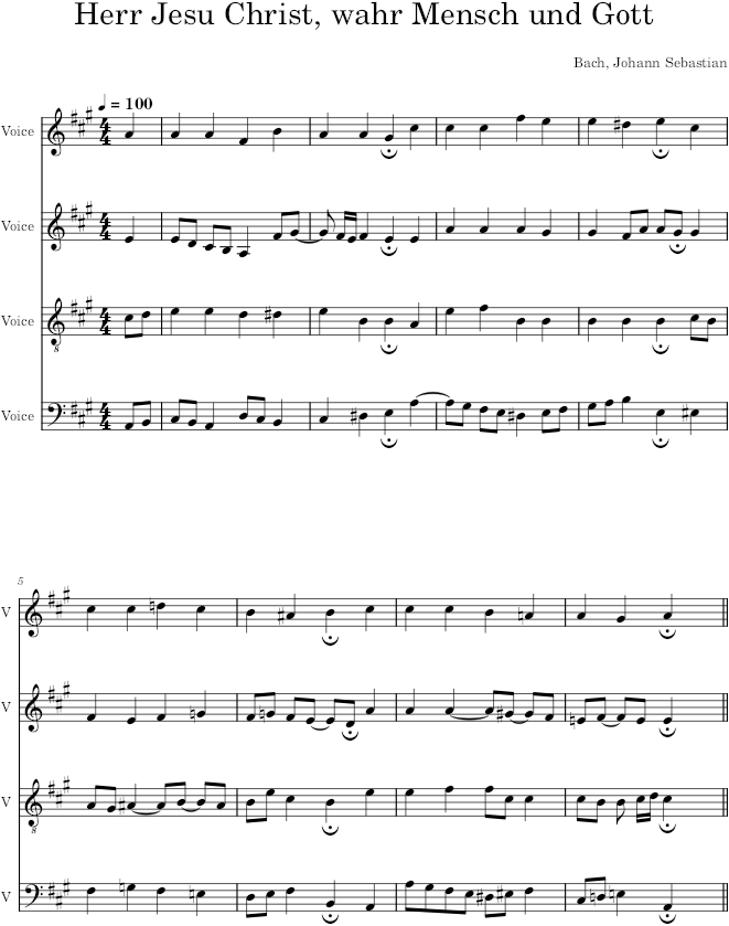 Herr Jesu Christ, wahr Mensch und Gott, BWV 336 - Bach — first page preview