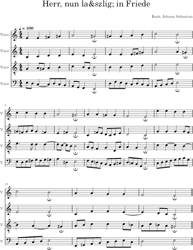 Herr, nun laß in Friede, BWV 337 - Bach — first page preview