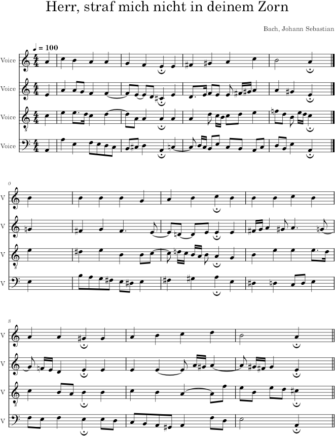 Herr, straf mich nicht in deinem Zorn, BWV 338 - Bach — first page preview