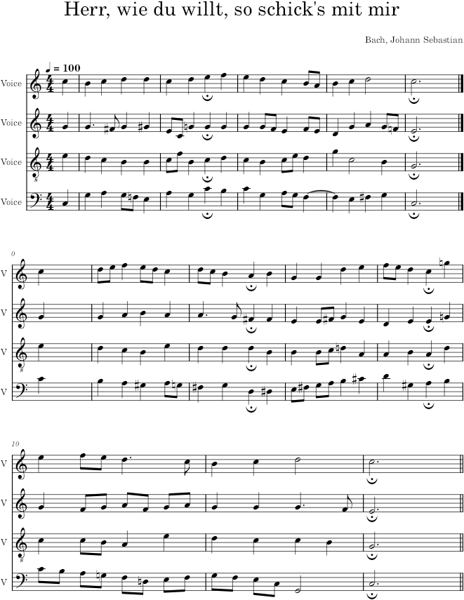 Herr, wie du willt, so schick's mit mir, BWV 156/6 - Bach — first page preview