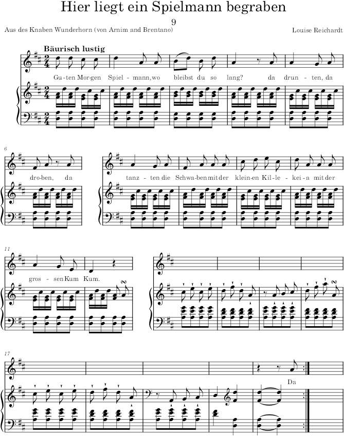 Hier liegt ein Spielmann begraben (12 Gesänge, Op.3) - Reichardt — first page preview