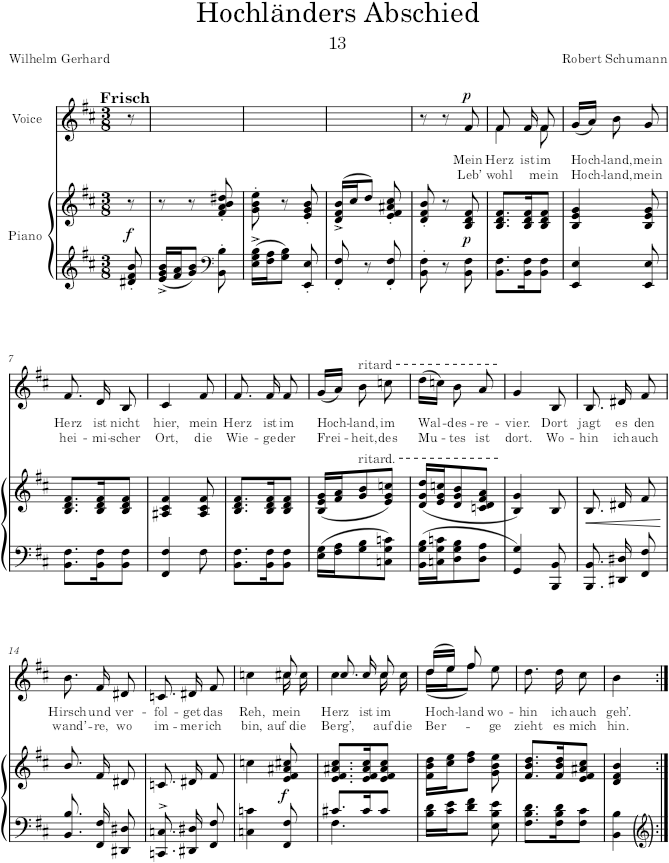 Hochländers Abschied (Myrthen, Op.25) - Schumann — first page preview
