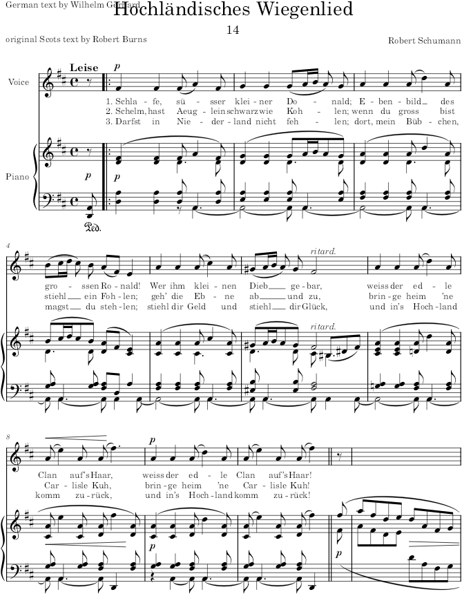 Hochländisches Wiegenlied (Myrthen, Op.25) - Schumann — first page preview