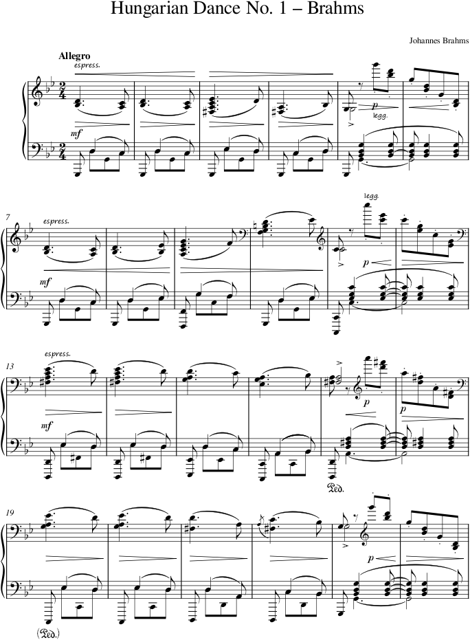 Hungarian Dance No. 1 – Brahms — first page preview