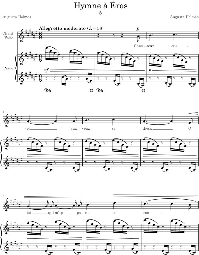 Hymne à Éros (Mélodies pour piano et chant) - Holmès — first page preview