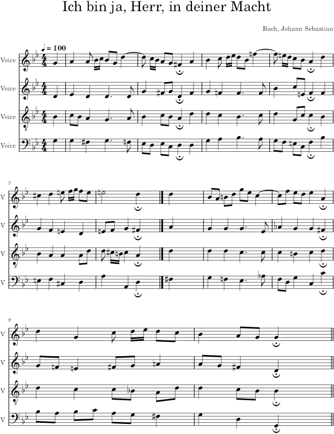 Ich bin ja, Herr, in deiner Macht, BWV 345 - Bach — first page preview