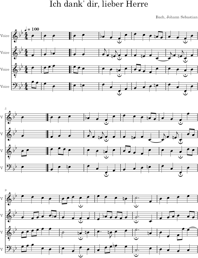 Ich dank' dir, lieber Herre, BWV 348 - Bach — first page preview
