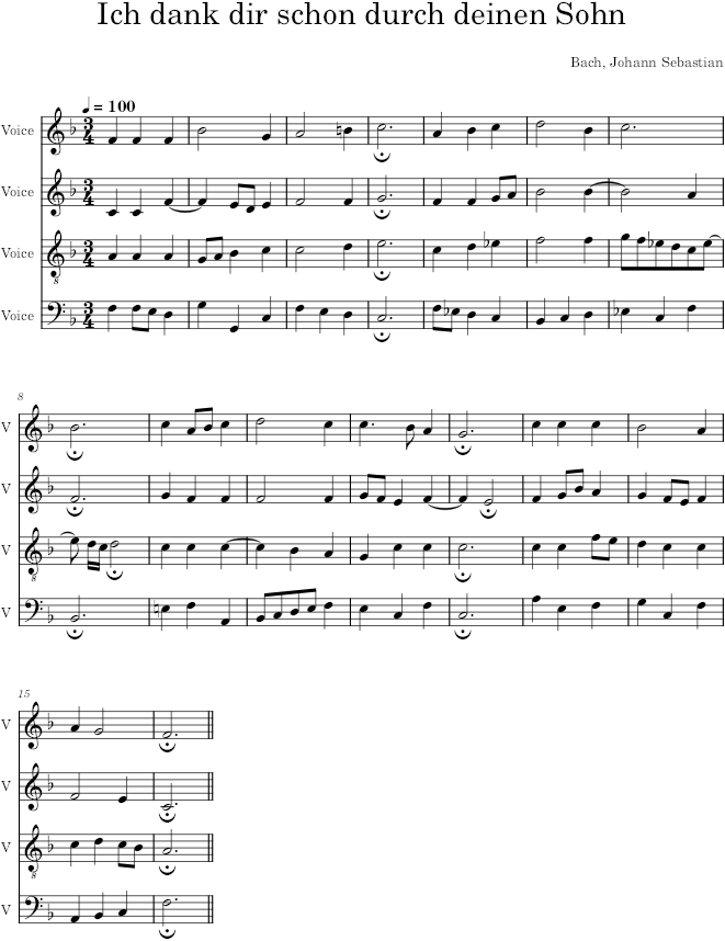 Ich dank dir schon durch deinen Sohn, BWV 349 - Bach — first page preview