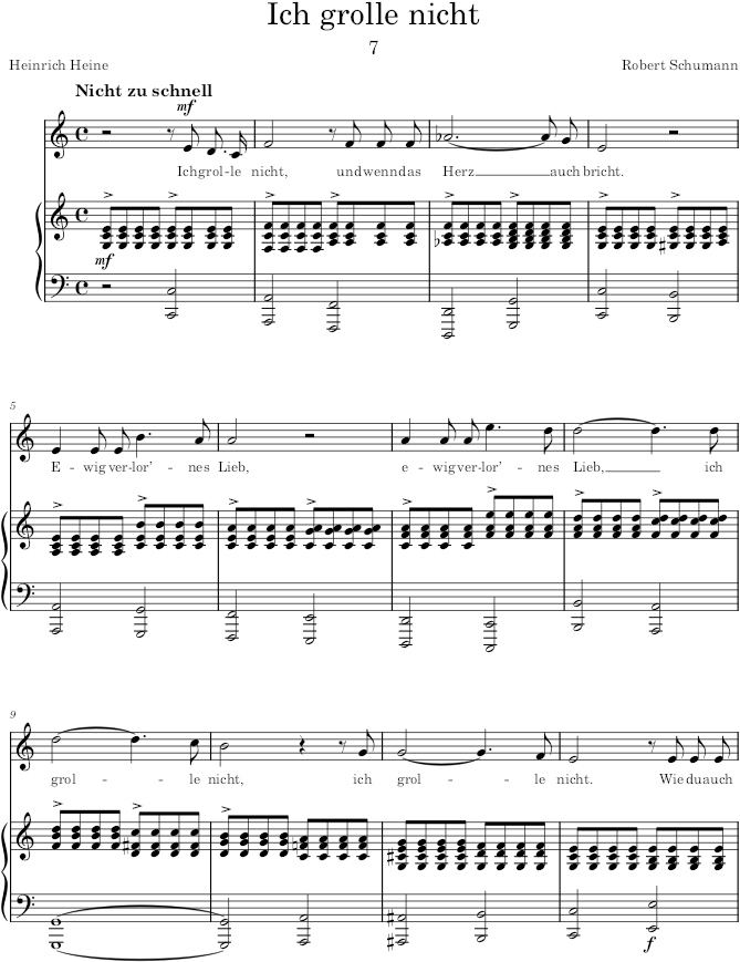 Ich grolle nicht (Dichterliebe, Op.48) - Schumann — first page preview