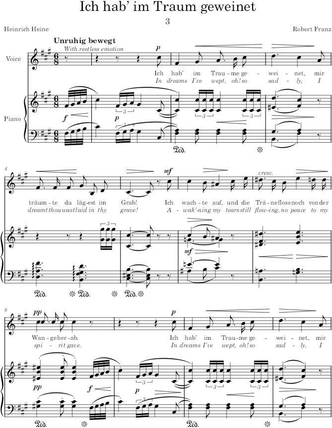 Ich hab’ im Traum geweinet (6 Lieder, Op.25) - Franz — first page preview